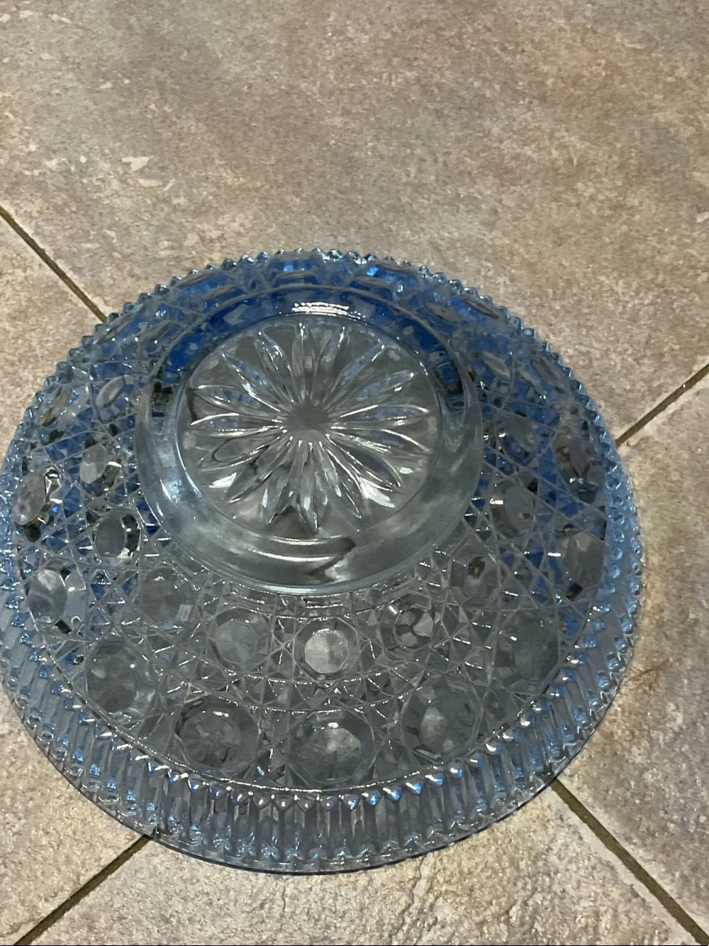 Windsor blue glass button and cane pattern.